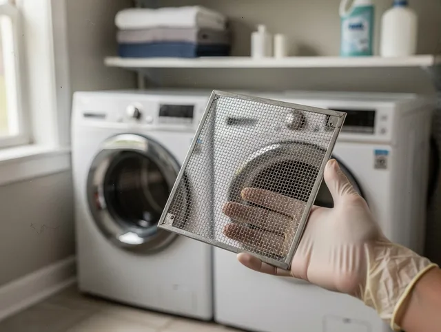 New Canaan Dryer Vent Cleaning specialist performing detailed lint trap cleaning service in New Canaan